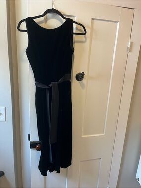 Vintage Coco 60s Black Velvet Knee Length Wrap Dress Small